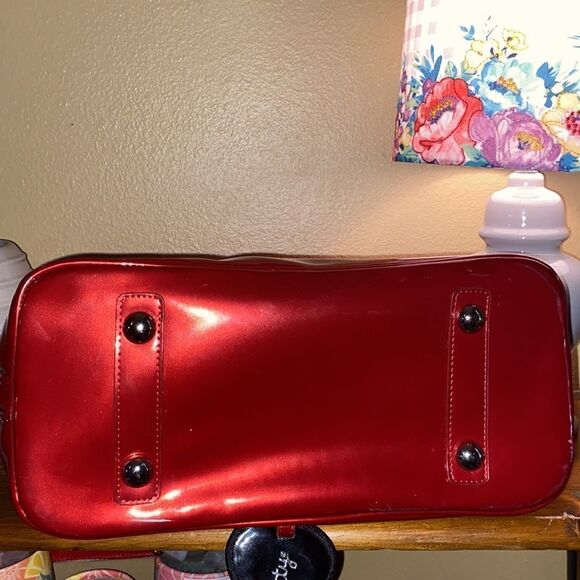 HELLO KITTY LOUNGEFLY SANRIO RED PATENT LOGO EMBOSSED DOME TOTE SATCHEL HANDBAG - Picture 11 of 12